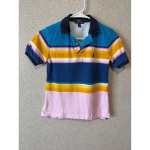 Polo Ralph Lauren Kids Striped Cotton Polo Shirt Blue Pink Yellow Size S 8
